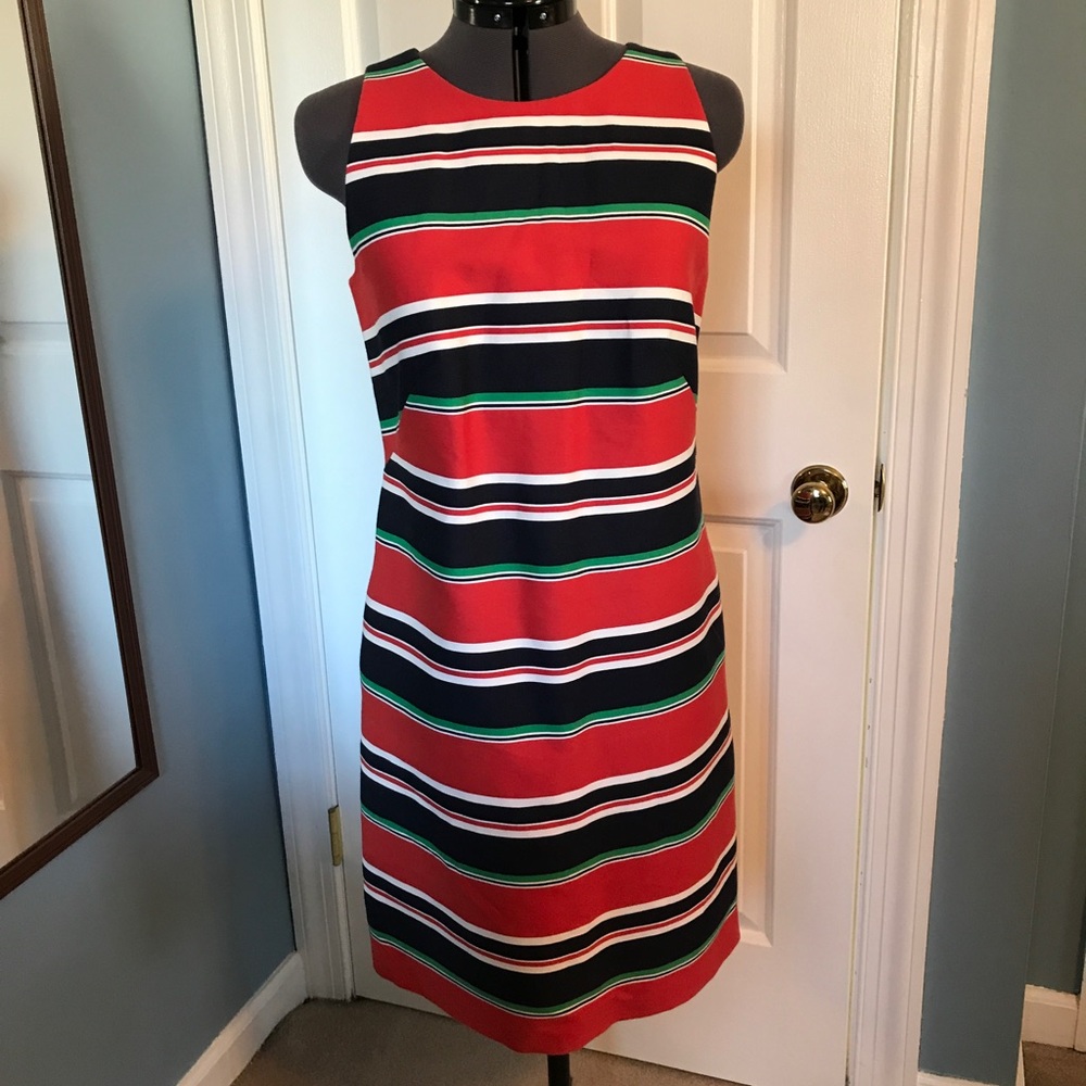 Brooks Brothers striped sleeveless dress w POCKETS!